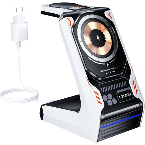 SJZG-3 In 1 Wireless Charging Station For Apple Devices, 15W Fast Mag-Safe Charger Stand Compatible For Iphone 15 14 13 Pro/Max/Plus/Mini And Airpods Pro/3/2,For Iwatch 9/8/7/6/Se/5/4/3/2-Blanc