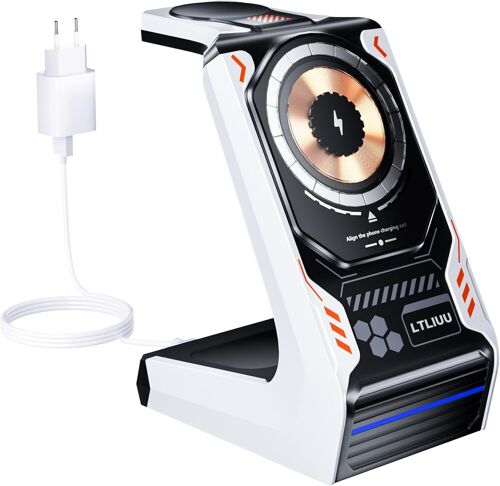 SJZG-3 In 1 Wireless Charging Station For Apple Devices, 15W Fast Mag-Safe Charger Stand Compatible For Iphone 15 14 13 Pro/Max/Plus/Mini And Airpods Pro/3/2,For Iwatch 9/8/7/6/Se/5/4/3/2-Blanc