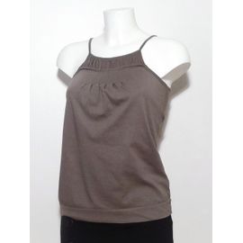 Top/ Tee Shirt À Bretelles Fines En 100% Coton Marron- Taille S- Naf Naf