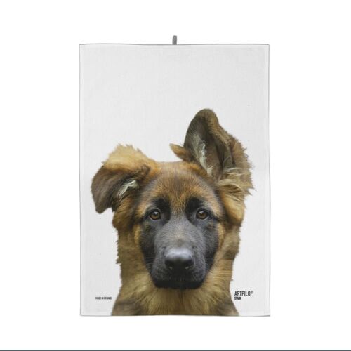 Torchon De Cuisine Chien Berger Allemand 100% Coton Blanc