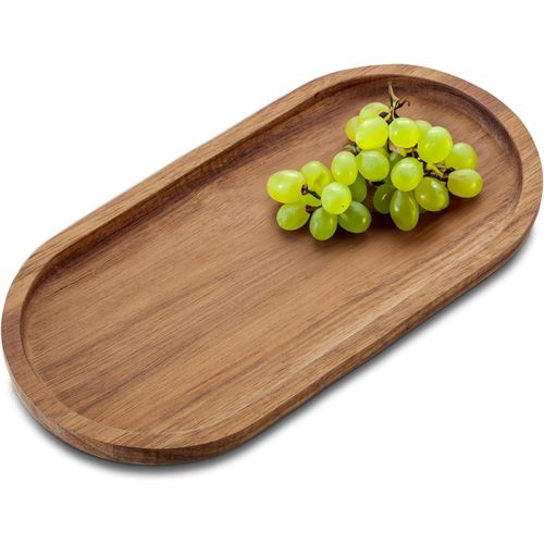 Tianyi-® Plateau En Bois D'acacia - Plateau Décoratif Allongé - Plateau De Service - Étagère En Bois - Assiette De Service Pour Collations, Fromage, Saucisses - Plateau En Bois (1 Pièce - Ovale)