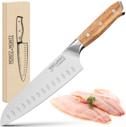 Couteau À Légumes 9 Cm - Petit Couteau De Cuisine En Acier Inoxydable - Couteau Inox Pour Fruits Et Légumes Avec Manche Ergonomique En Bois D'acacia - Couteau D'office