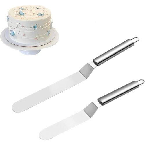 Subzonal-Spatules,2 Pcs Spatule À Gâteau,Spatule Patisserie Lissage,Spatule Coudée Patisserie,Couteau À Palette De Cuisson Pour La Cuisine,Le Glaçage,La Pâtisserie,Les Gâteaux