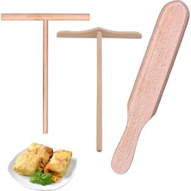 Tianyi-3pcs Spatules À Crêpe Portables Crêpes En Bois Spatule En Crepiere Crêpière En Bois Pancake Crêpe Outils Épandeurs Bois Pâte À Épandeur Crêpe En Bois Et D'épandeur D'outils À Crêpes En Hêtre