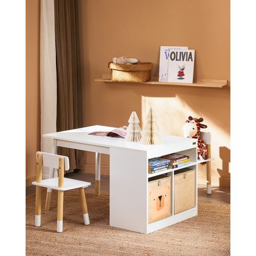Ensemble Table Enfant Avec 2 Chaises Et 2 Boîtes Effet Bois Blanc