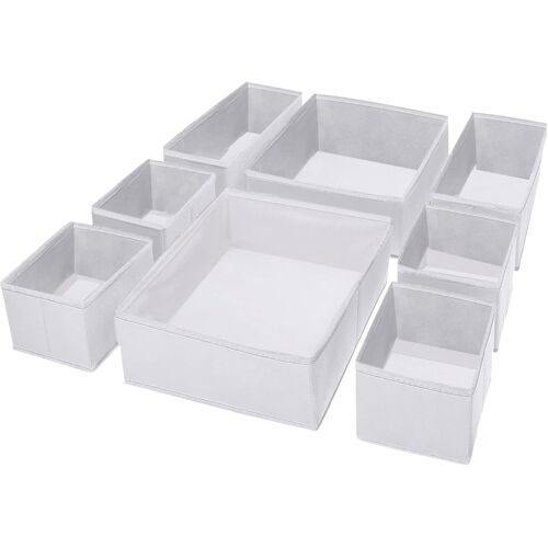 Jexnovashop-8 Boîtes De Rangement Ouvertes Pour Etagère Armoire Et Placard, Paniers De Rangement Pliables En Tissu Pour Jouets, Livres, Sous-Vètements Dans Chambre D'enfant, Salon Et Salle De Bain-Bl