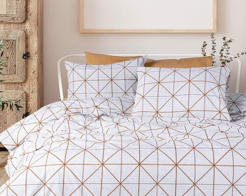Parure De Lit 2 Personnes 240x220 Cm Coton Imprimé