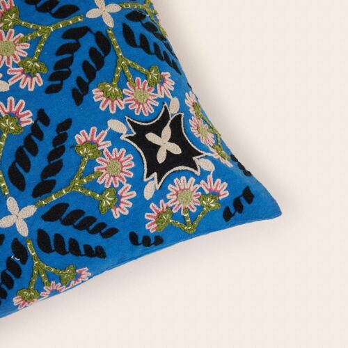 Housse De Coussin En Coton Bleu 40x40 Cm