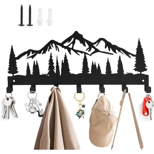 Plaque À Clés Avec 7 Crochets,2 Vis Et 2 Chevilles En Plastique,Patère En Métal Pour Accrocher Clés,Vêtements Et Sacs,Crochets Muraux Pour Portes,Cuisines Et Salons