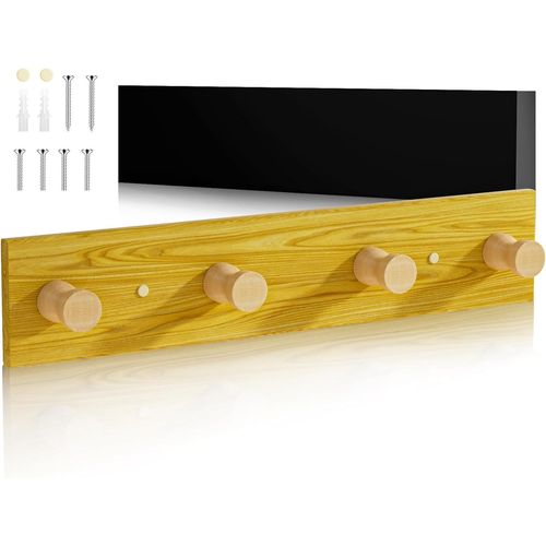 TIANYI-Porte-manteau mural universel avec 4 crochets en bois, crochets de rangement multifonctionnels pour couloir, montage mural facile
