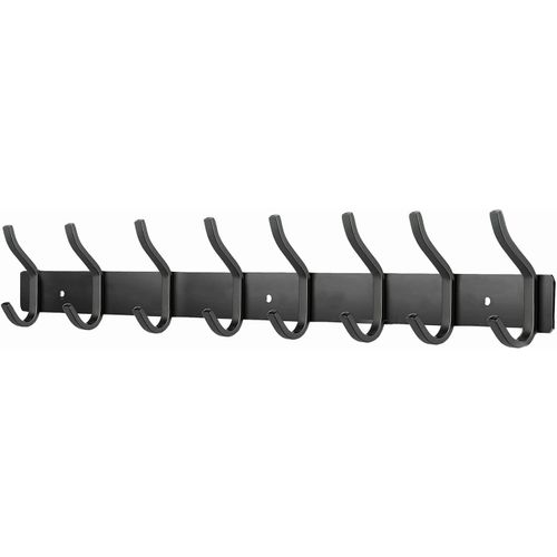TIANYI-Porte Manteau Mural de 8 Crochets, Patères Porte Manteaux Crochet Mural pour Serviettes en Acier Inoxydable (Noir Mat, 8 Crochets)