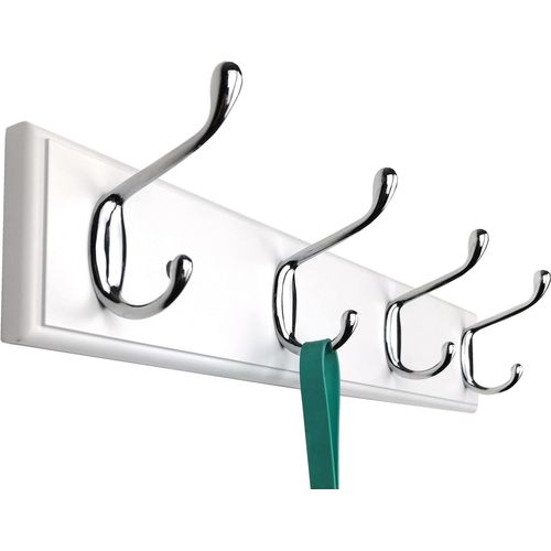 MAAS-Porte-manteau mural en bois blanc avec 4 crochets, 44 cm, suspendu pour manteaux d'hiver, vêtements, cintre moderne pour entrée, couloir, chambre