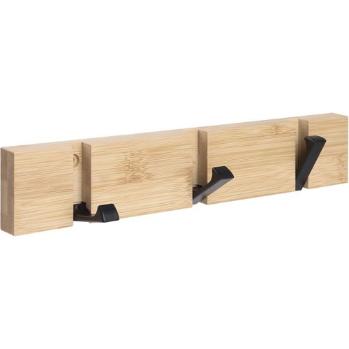 TIANYI-Porte-manteau Mural avec 3 Crochets Rétractables, Rail à Crochets en Aluminium peu Encombrant pour Entrée, Salle de Bain, Chambre et Bureau, Bois