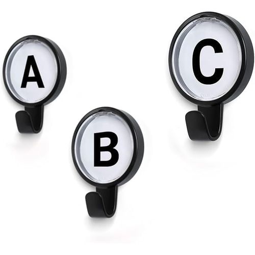 TIANYI-ABC - Porte-manteau mural avec lettres, patère design, crochets colorés pour vêtements, porte-manteau enfant - Noir - Pack combo de 3