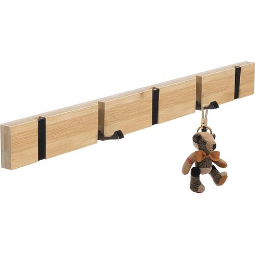 TIANYI-Porte Manteau Bois Mural de 5 Crochets Rétractables, Patère Bois Murale pour une Entrée, Chambre et Vestiaire (42 cm)