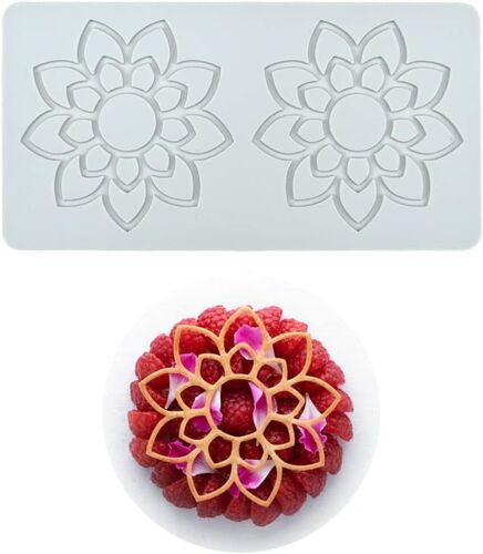 Kalanka-Gâteau Dentelle Moule, Silicone Dentelle Fondant Moules, Sucre Artisanat Impression Moule Gâteau Comestible Cuisine Moléculaire Décoration, 2 Trous Fleur-Kalanka