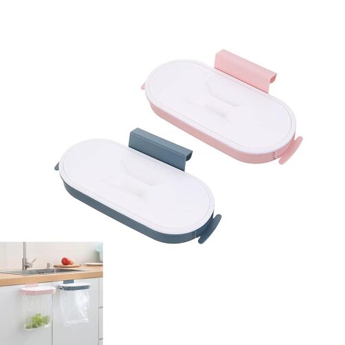 KALANKA-2 Pièces support de sac poubelle de cuisine,Support de Sac Poubelle en plastique,support de sac poubelle à suspendre avec couvercle, pour cuisine,Salle de Bain, Bureau(2 Couleur)