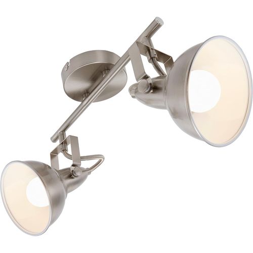 Leuchten Lampe Plafonnier Avec 2 Spots Pivotants Et Orientables Dans Un Design Rétro Vintage \U2013 Douille E14, 40w Max. \U2013 Coloris Satin & Blanc, Satiné