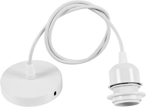 Kalanka-Cable Suspension Luminaire Blanc Douille Ampoule Plafond Avec Cable De 100 Cm E27 Porte Lampe Suspension Douille E27 Avec Fixation Plafonnier Accessoire Pour Cuisine Bar&café 1pcs