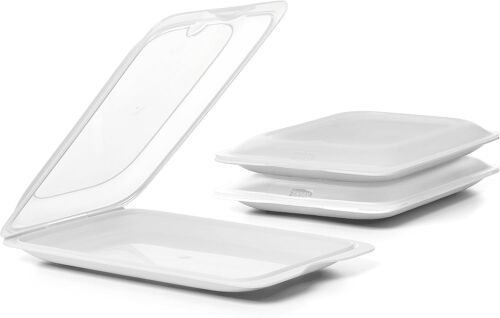 Kalanka-Boîtes A Charcuterie Fresh | Ensemble De 3 Standard | Boite Jambon Conservation Frigo, Empilable | Passe Au Congélateur, Micro-Ondes Et Lave-Vaisselles | Sans Bpa, 17x3,2x25,2cm, Couleur Blan