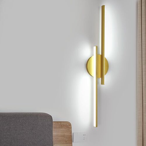 Applique Murale Intérieure,24w Lampe Murale Led Moderne,Luminaire Mural Or Linéaire Aluminium Pour Chambre À Coucher,Salle De Séjour,Escaliers,Étude,Hôtel,6500k Lumière Blanche