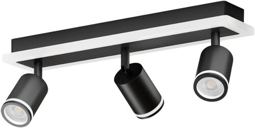 Ulteronixshop-Plafonnier Led 3 Spots, Luminaire Plafonnier Noir Gu10, Base Rectangulaire Avec Barre Lumineuse Intégrée, Convient Pour Salon (Sans Ampoule)