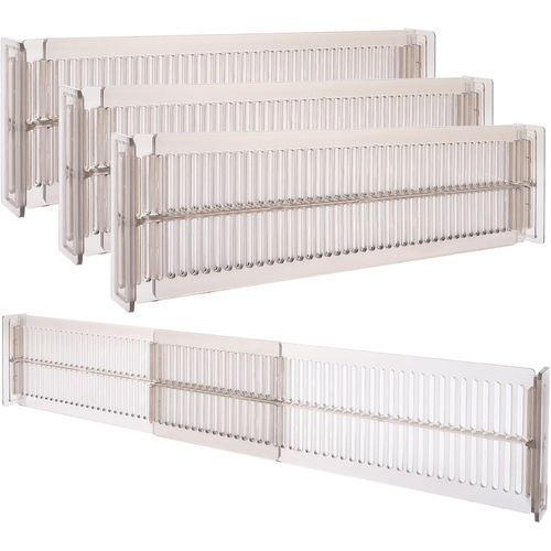 Set De 8 Séparateurs De Tiroirs En Plastique Ajustables,27-51cm Transparent Organisateur De Tiroirs De Cuisine,8cm Haut Séparateurs De Tiroirs Pour Commode,Salle De Bain