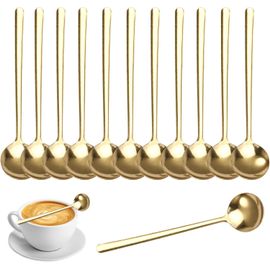 Cfrx-Lot De 6 Cuillère À Café En Or, Petite Cuillère Cuillère À Dessert Cuillere A Cafe En Acier Inoxydable Pour La Cuisine Cuillère À Thé 13 Cm Pour Dessert, Café, Crème Glacée, Lavables Au Lave-Vai