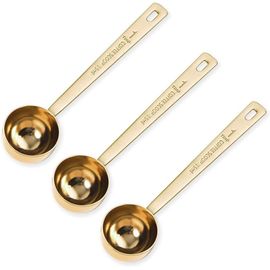 Tianyi-Lot De 3 Cuillères À Mesurer À Café, Cuillère À Café En Acier Inoxydable, Cuillère À Soupe À Long Manche Pour Mesurer Le Café, Le Lait En Poudre, La Poudre De Fruits, Le Thé, Le Sucre (Doré)