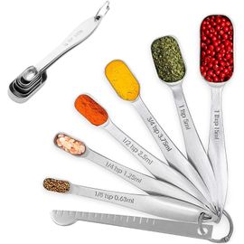Tianyi-Lot De 7 Cuillères À Mesurer Rectangulaires Avec Niveleur, Cuillère À Café Et Cuillère À Soupe En Acier Inoxydable Pour Ingrédients Secs, Gadgets De Cuisine