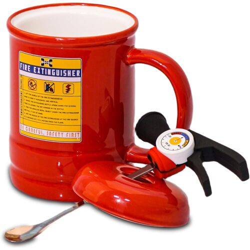 Tasse Extincteur Kawaii En Céramique Avec Couvercle Et Cuillère