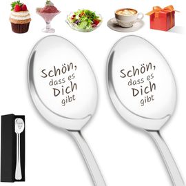 Tianyi-Lot De 2 Cuillères À Café Avec Gravure, Cuillère À Dessert Hautement Polie, Cuillère À Café Avec Coffret Cadeau - C'est Bien Que Tu Existes, Cadeaux Pour Meilleur Ami, Anniversaire, Saint Vale