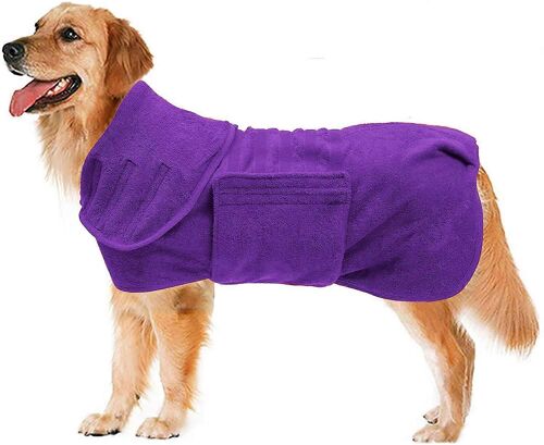 Serviette Pour Animaux De Compagnie À Séchage Rapide 2025, En Coton Extensible Microfibre, Peignoir Pour Chien, Veste Chaude - Violet