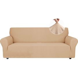 Housse De Canapé Avec Accoudoirs,Extensible Élastique Antidérapante Housse Canapé,Meubles Protection Chiens Cat(Beige,3 Places)