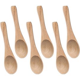 Tianyi-Lot De 6 Petites Cuillères En Bois Pour Manger De Petites Cuillères En Bois Pour Bocaux, Cuillère À Café Pour Mélanger Le Café, Les Condiments En Bois Pour La Cuisine, L'assaisonnement, L'huil