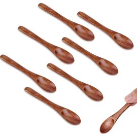 Tianyi-8pcs Petites Cuillères En Bois, 10cm Petite Cuillère À Café En Bois Mini Cuillère À Condiment Cuillères À Miel Small Wooden Teaspoon Spoons Pour Pots À Épices Sel Miel Café Lait Ustensiles De