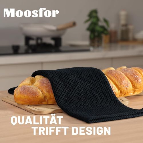 Kalanka-Lot De 8 Torchons De Cuisine 100 % Coton - 30 X 30 Cm - Doux Et Absorbants - Épais - De Qualité Supérieure - Noir