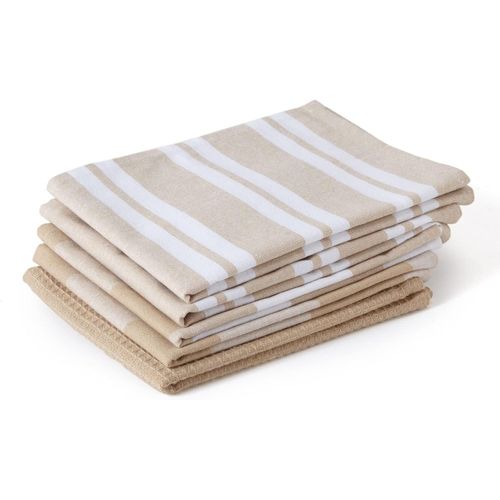 Kalanka-Encasa Homes Antibactérien Torchons De Cuisine X-Large 70 X 45 Cm (5 Pc Set Of Waffle, Stripe & Checks) Torchon En Coton, Très Absorbant Pour Le Nettoyage Et Le Séchage Rapide Des Assiettes -