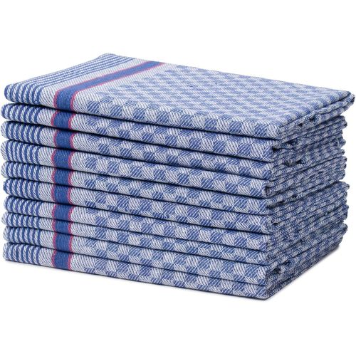 Tianyi-Lot De 10 Torchons 100 % Coton Multi-Usages, 50 X 100 Cm - Bleu