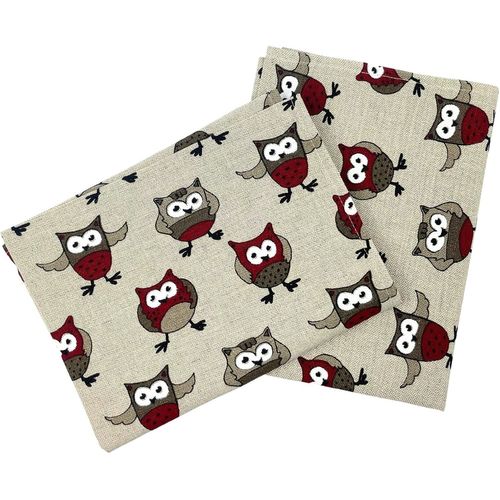 Tianyi-Lot De 2 Torchons De Cuisine Gourmet En Lin/Coton 50 X 70 Cm, En Jacquard Délavé Ou Imprimé (Chouette Bordeaux)