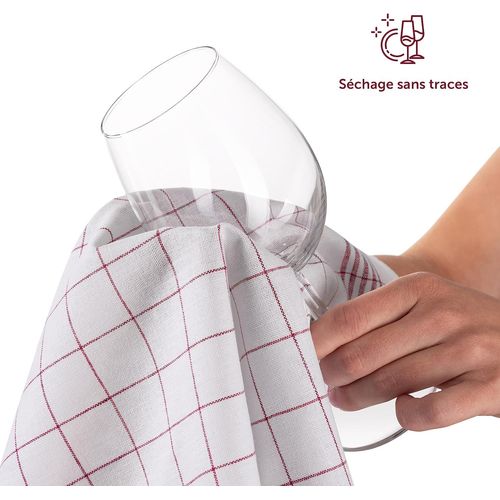 Kalanka-Ensemble De Torchon Cusine Premium 50x70 Cm En Coton - Lot De 20 - Qualité Certifiée Oeko-Tex - Torchon Vaisselle - Lavables Jusqu'à 95°C - Ultra Absorbant - Design Élégant À Carreaux - Rouge