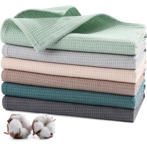 Kalanka-Lot De 6 Torchons De Cuisine 100% Coton, Serviettes De Cuisine 65 X 45 Cm, Torchon À Vaisselle Doux Et Absorbants, Lavable En Machine, Pour La Vaisselle, Les Déversements-Multicolore