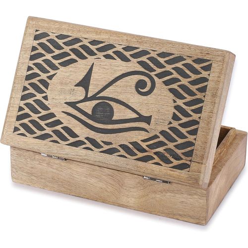 Tianyi-Coffret À Bijoux En Bois Sculpté À La Main Boîte De Rangement Vintage Motif ?il De Vérité Coffre Au Trésor Polyvalent Pour Montres Colliers Souvenirs Cadeau Décoratif 20x13 Cm