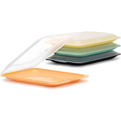 Kalanka-Boîtes A Charcuterie Fresh | Ensemble De 4 Mini | Boite A Jambon Conservation Frigo, Empilable | Passe Au Congelateur, Micro-Ondes Et Lave-Vaisselles | Sans Bpa, 12x3,1x18cm, Couleurs Pastel