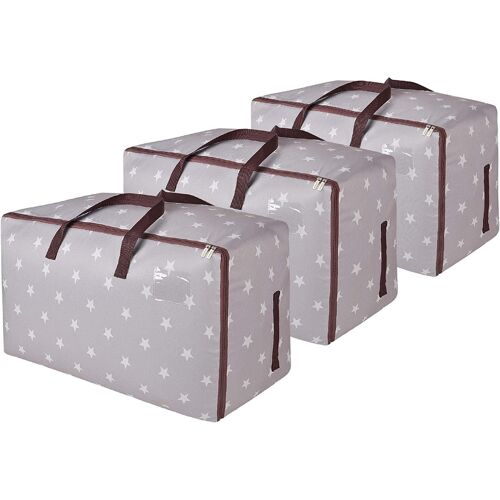 Sjzg-3 Pièces 105l Sacs Pour Vêtements, Épais Surdimensionnée Organiseur Sac De Rangement, Sac De Voyage (Gris/3 Pièces)