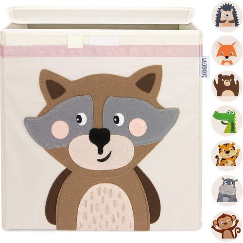 TIANYI-Boite de Rangement Enfant - 15 Motifs I Coffre à Jouet I Caisse Cube (33x33x33) I Bac à Jouets avec Couvercle - Chambre Bebe I Panier à Jeux pour Fille et Garcon (Raton Laveur)
