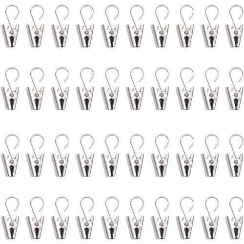 Kalanka-Pince Rideau Clips En Acier Inoxydable Crochets En Métal Pour Rideau Suspendu,Guirlande De Jardin,Lumières De Fête,Photos,Argent 40 Pièces