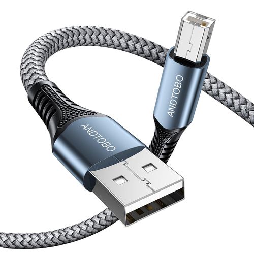 KALANKA-Câble Imprimante USB 2.0 [2M], Câble USB B vers USB A, Câble USB Type A Mâle vers Type B Mâle pour Imprimante HP, Canon, Dell, Panasonic, Epson, Lexmark, Xerox, Samsung Brother, Scanner, Fax