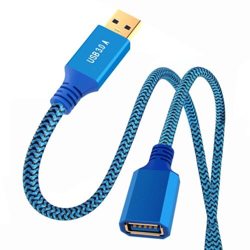 KAL-Câble USB 3.0 USB 3.0 Type-A mâle vers femelle 5 Gbit/s en nylon tressé bleu 0,3 m