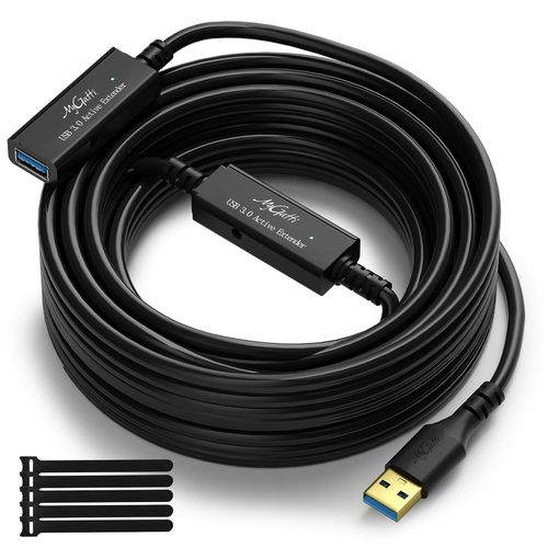 TIANYI-Câble d'extension USB 3.0 mâle vers femelle actif de 10 mètres,avec 2 amplificateurs de signal,compatible avec ordinateurs portables,disques durs,VR,avec 5 attaches de câble